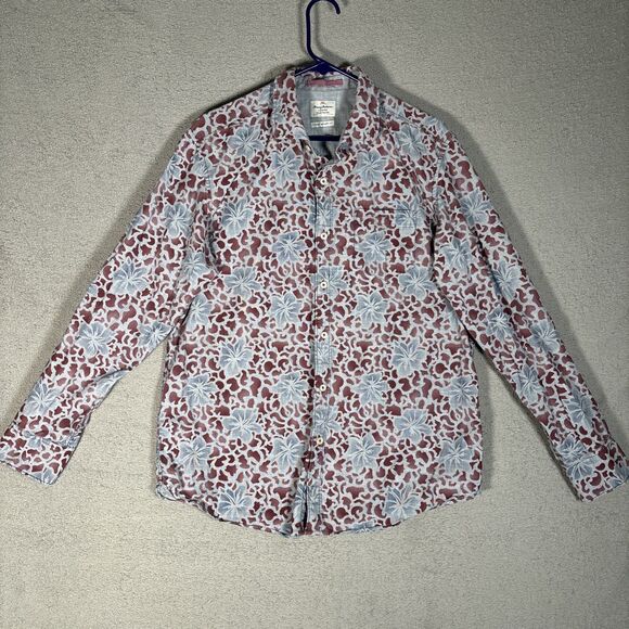 Tommy Bahama Jeans Shirt Men’s Size M Island Crafted Blue Red Floral Print L/S - Picture 2 of 14